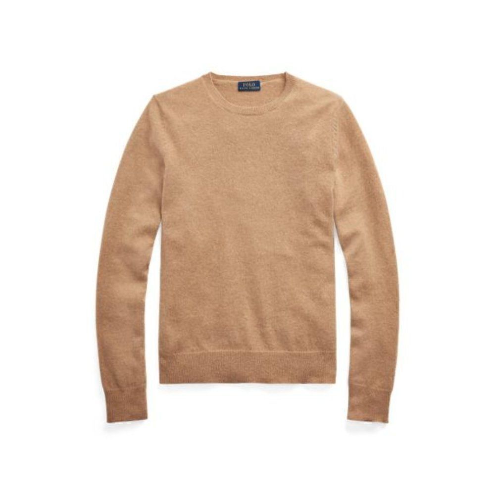 Polo Ralph Lauren Camel Washable Cashmere Long Sleeve Crewneck Sweater